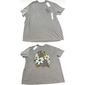 NWT Goodfellow &‎ Co. Size XL Men Tee Shirt Floral Gray Crew Neck Causal Neutral